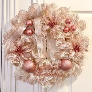 Rose Gold/Pink/White Christmas Wreath